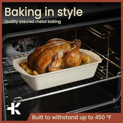 Nonstick Loaf Pan Set Pack of 1, Carbon Steel 11" Large Baking Bread Pan, Oven Safe Up to 450°F, PFOA, PFOS, PTFE Free, Space Saving Stackable Design, Stain Resistant, Dishwasher Friendly,White Marble