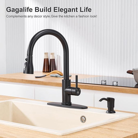 GAGALIFE Built in Counter Soap Dispenser for Kitchen Sink and Soap Dispenser Extension Tube, Anti-Leakage Upgrade with 40" Soap Tube, No More Top Refill (Matte Black)