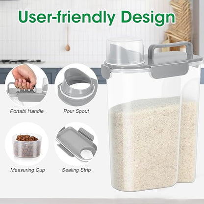 TBMax Rice Container 10 Lbs, Cereal Container Oatmeal Storage, Airtight Food Dispenser with Easy-pouring Spout & Handy Cup for Flour Grain Beans, Pet Dog Cat Bird Food Storage Container