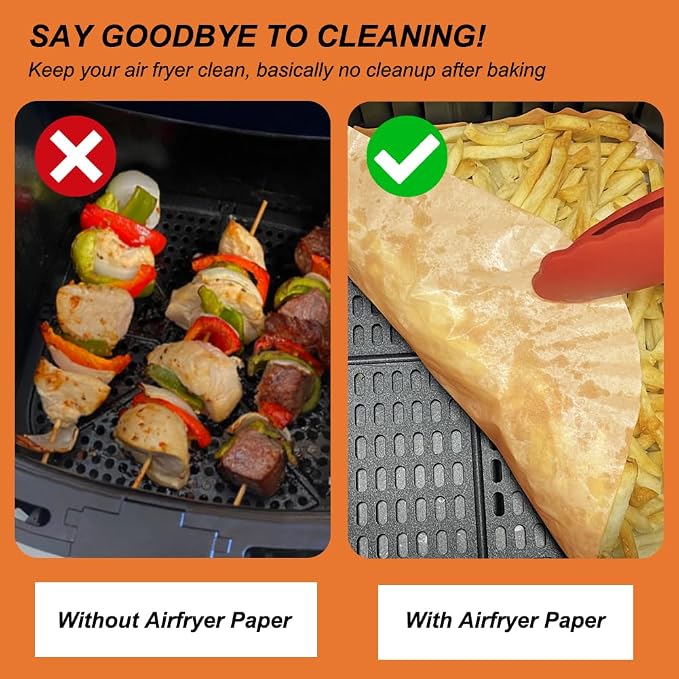 BYKITCHEN Small Air Fryer Disposable Liners for 2 to 5 QT Airfryer, 200PCS Mini Air Fryer Parchment Paper Liners, Compatible with CHEFMAN 2 QT, Cosori 2.1 QT, Dash 2.6 Qt, Instant Pot Mini Airfryer
