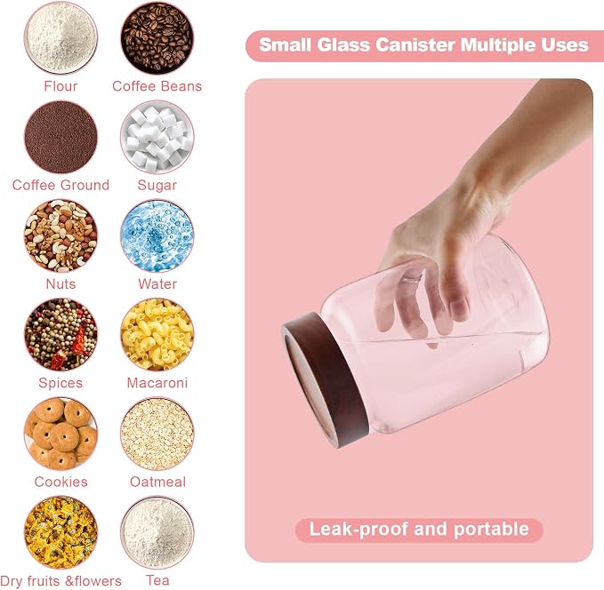40 oz Glass Jars with Airtight Lid Spice Herb Jar Glass Coffee Ground Canister Clear Food Storage Jar for Sugar Cookies Tea Bean Spice Bath Salts (1200ml/40oz-2pack-A)