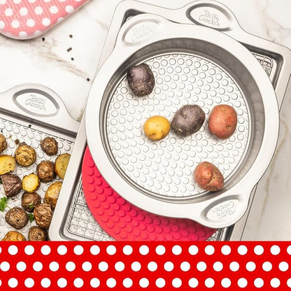 Betty Crocker Bakeware Bundle: Cooling & Icing Rack, Rectangular Pan, 12-Cup Muffin Pan, 9" Round -Loaf-Pan, Baking Sheet - All Durable Steel and Perfect for Baking right away.
