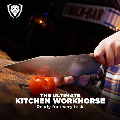 Dalstrong Chef Knife - 9.5 inch - Valhalla Series - 9CR18MOV HC Steel Kitchen Knife - White Resin & Wood Handle - Razor Sharp Chef's Knife - Kitchen Knife - Professional Cooking - w/Leather Sheath