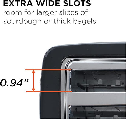 Commercial Chef 2-Slice Toaster, Extra Wide Slots, Kitchen Appliance Toaster with Variable 6 Setting Shade Control, Cool Touch Housing, 700 Watts, CCT2201B, Black