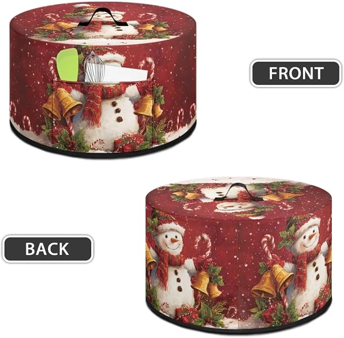 Bells Snowman Slow Cooker Cover Protection Crock Fits for Most 6-8 Quart Oval Slow Cooker Dustproof Small Appliance Accessories Christmas Decor