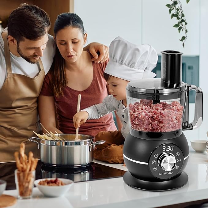 12 Cup Smart Food Processor | Electric Food Chopper Slicer, French-Fry Slicing Shredding Chopping Kneading Cutter, For Meat, Vegetable, Fries, Cheese