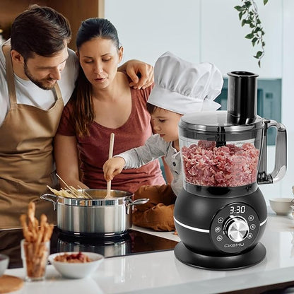 12 Cup Smart Food Processor | Electric Food Chopper Slicer, French-Fry Slicing Shredding Chopping Kneading Cutter, For Meat, Vegetable, Fries, Cheese
