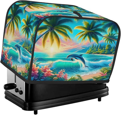 Palm Tree Toaster Cover 2 Slice Wide Slot Washable Toaster Covers | Summer Animal Dust and Fingerprint Protection Bread Maker Covers for Kitchen Accessories Decor Bakeware Women Gift
