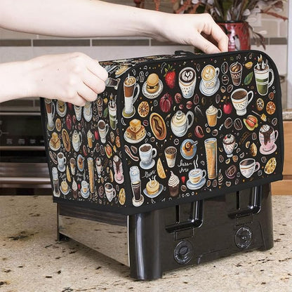 Coffee Toaster Cover 2 Slice Wide Slot Washable Toaster Covers | Fruit Lemon Dust and Fingerprint Protection Bread Maker Covers for Kitchen Accessories Decor Bakeware Women Gift