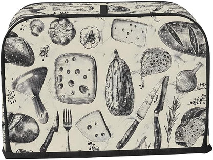 4 Slice Kitchen Art Design Toaster Cover Waterproof Dust Fingerprint Bread Machine Cover Washable Kitchen Appliance Protector For Home Kitchen Bakeware Table Decor Women Gifts