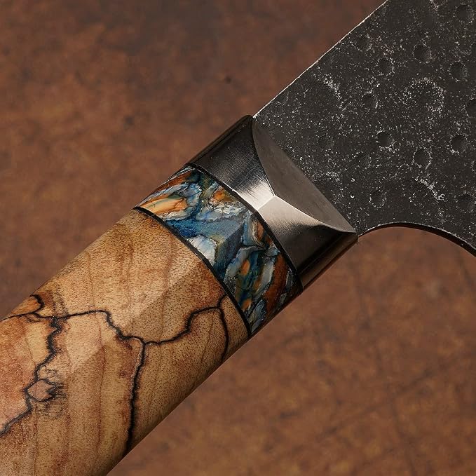 VG10 Damascus steel Kitchen Chinese Cleaver,8.5in Professional Handmade Chopping Chopper Knives with Burl Stabilized Wood Handle for Meat and Vegetable in Home&Restaurant