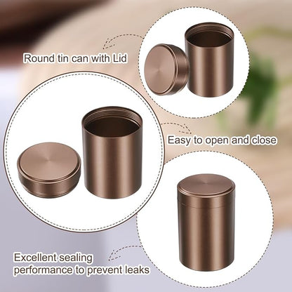 uxcell 3pcs Portable Storage Jar, Multipurpose Airtight Container Bottle Mini Smell Proof Metal Round Tins with Lid for Spices Coffee Tea Candy, Coffee