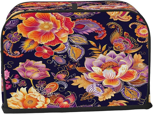 Toaster Cover 2 Slice Wide Slot Flower Boho EthnicBread Toaster Oven Dustproof Cover Small Appliance Kitchen Covers Dust and Fingerprint Protection for Women Gift 2 Slice