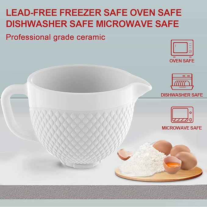 GVODE Ceramic Bowl for KitchenAid Mixer, Fit 4.5-5Qt Ceramic Bowl for KitchenAid Mixers, Vintage Pineapple Design | Microwave & Dishwasher Safe Baking
