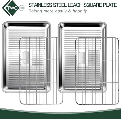 GIUOIDUO Stainless Steel Baking Tray with Grill,(3 trays and 3 grills), for Baking, Cooling Cookies or Bacons, Ovens and Dishwashers Safe, Heat Evenly, Durable Cookie sheet