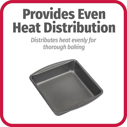 GoodCook Everyday Nonstick Steel Square Pan, 8", Gray