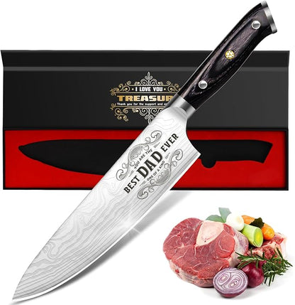 Funistree Gifts for Men Dad Fathers Day from Daughter Son Kids, 8 inch Pro German 1.4116 Chef Knife, Best Kitchen Knife Gifts Set for Him husband Birthday Anniversary