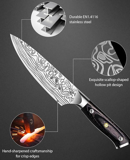 6in Chef Knife,Sharp Kitchen Knife, High-Carbon German EN1.4116 Stainless Steel Cooking Knife, Kitchen Knife ergonomically Design With Gift Box, Suitable as a Gift for Family and Lover