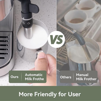 Gevi Espresso Machine 20 Bar - Auto Milk Frother & Steam Wand, NTC Temp Control, Compact Stainless Steel Cappuccino Maker, Ideal for Coffee Lovers & Home Baristas