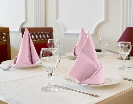 Utopia Kitchen Pink Cloth Napkins [12 Pack, 18x18 Inch] Absorbent Cotton Blend Washable and Reusable for Dinner, Restaurant, Lunch, Wedding and Hotel