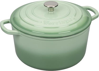 VORRINGARD Enameled Cast Iron Dutch Oven Pot with Lid, for Sourdough Bread Baking, Round Dutch Ovens, 4.5 Quart, Green