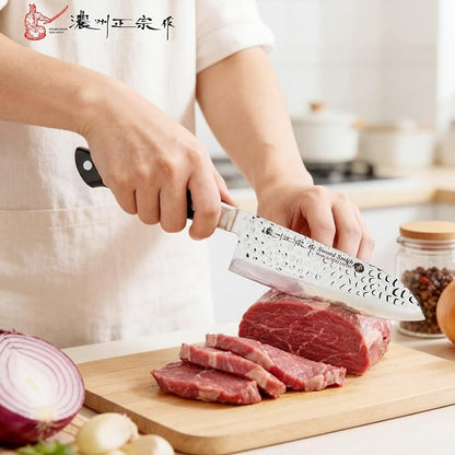6.7 Inch Santoku Knife, Made in Japan, Full Tang AUS-6 High Carbon Molybdenum Stainless Steel Japanese Chef Knife with Hammered Blade, Kitchen Knife Gifts for Men and Women