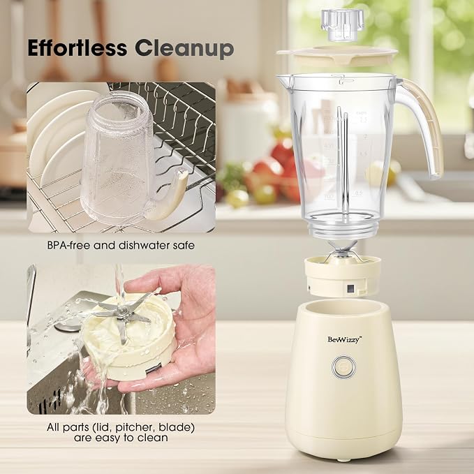 Blender for Smoothies and Shakes, Peak 350W Single Serve Mixer with Stainless Steel 6 Blades, 21oz Food-Grade Jar Quiet 70dB Smoothie Maker, Creamy White Compact Licuadora for Kitchen and Gym