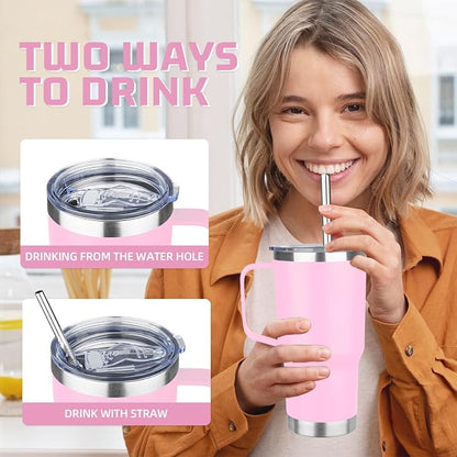 20 oz Tumbler with Handle Stainless Steel Insulated Coffee Mug Tumbler with Lid and Straw Double Wall Vacuum Insulated Coffee Mug Leak Proof Travel Mug Tumbler for Hot and Cold Drink (Mix Color-5)