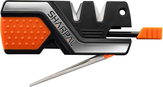 SHARPAL 101N 6-in-1 Pocket Knife Sharpener & Survival Tool – Diamond Sharpening Rod, Fire Starter Ferro Rod, Whistle – Sharpens Straight & Serrated Blades, Repairs & Hones Knives Fathers Day Gift