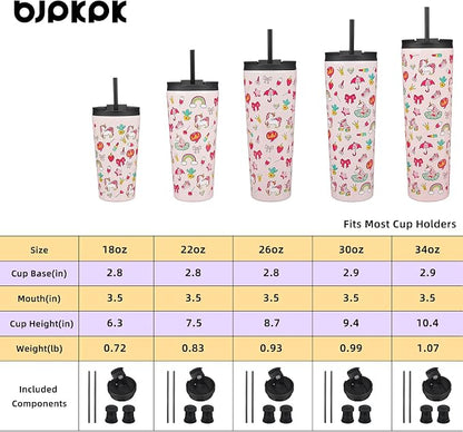 BJPKPK 34oz Insulated Tumbler With lid And Straw Stainless Steel Tumblers Travel Coffee Mug Reusable Thermal Cup,Unicorns