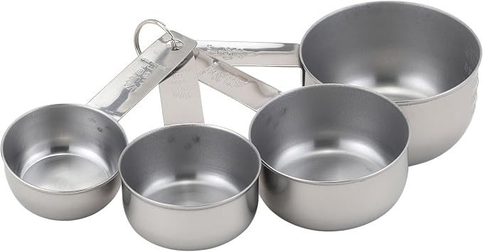 Mrs. Anderson’s Baking Measuring Cups, Engraved Measurements for Liquid or Dry Ingredients, Stainless Steel, 4-Piece Set