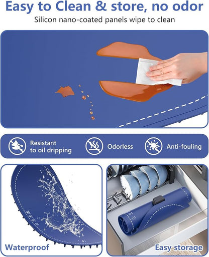 seenlast Warming Mat for Food with Adjustable Temperature Timer,10S Fast Heating Silicone Food Warmers for Parties Buffet and Home Daily,Food Warming Mat with Insulating Pad Raised Feet Protects Table