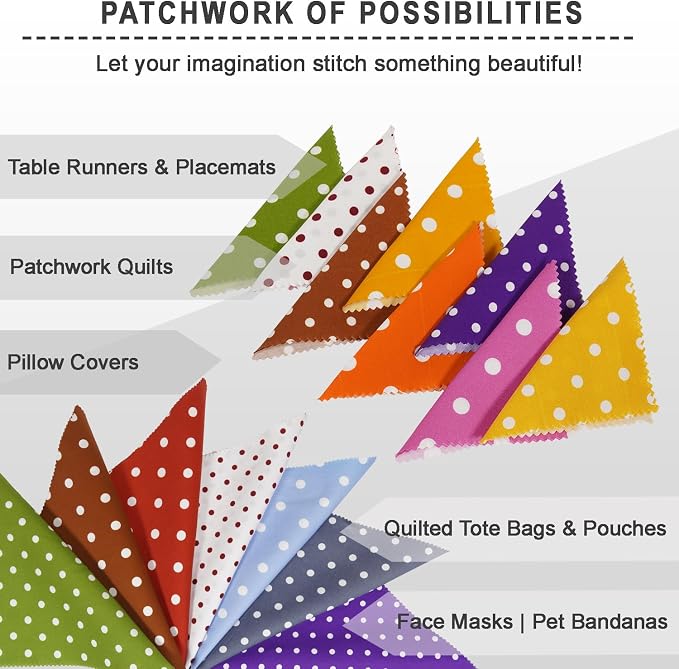 Soimoi 40Pcs 5" x 5" DIY Cotton Fabric Squares, 5" Layer Cake Fabric, Squares Patchwork, Pre-Cut Quilt Charm Pack, DIY Sewing Quarters Bundle, Quilting Bundles - Polka Pop