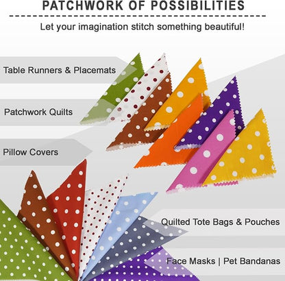 Soimoi 40 Pcs Cotton Fabric Squares Bundles Charm Packs for Quilting, Fat Quarter Layer Cakes, Precuts Quilt Squares 10 x 10 inches, DIY Fabric Bundle - Polka Pop
