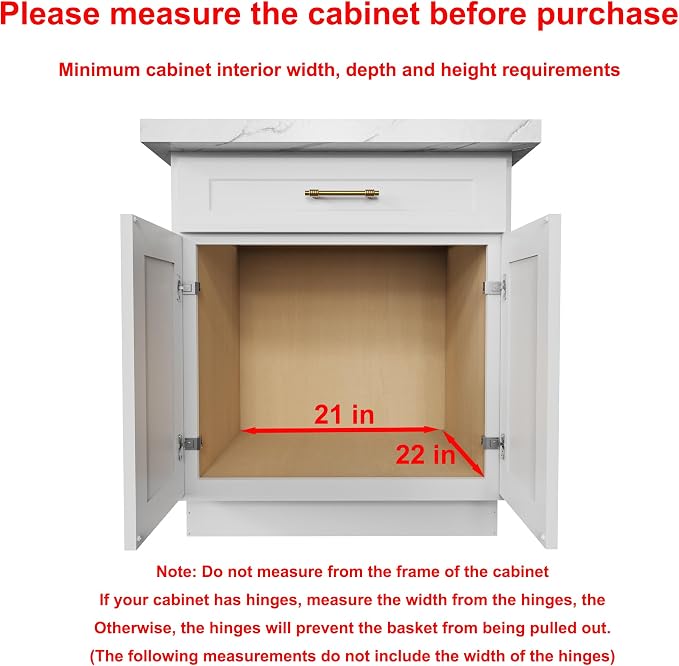Sikarou Wood Pull Out Cabinet Organizer 20" W x 21" D, Heavy-Duty Sliding Drawers for Inside Cabinets Storage and Organization for Kitchen, Pantry, Bathroom