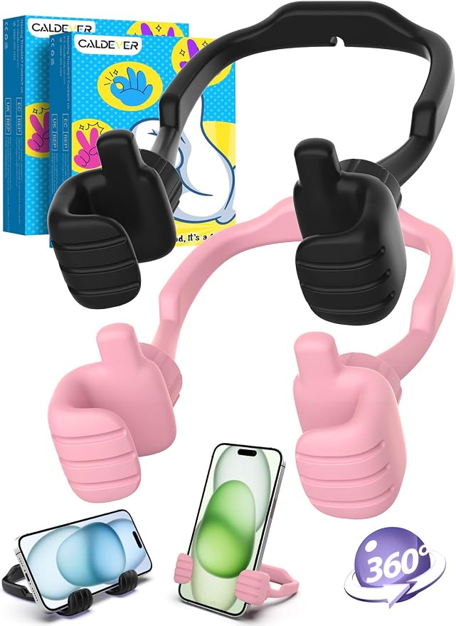Graduation Gifts for Teens Girls Kids Women Gifts: UPGRADE Adjustable Thumbs Up Lazy Phone Holder Cell Phone Stand for Desk Fun Birthday Ideas for Teenage Wife Mom Adults Stocking Stuffers Pink Stuff