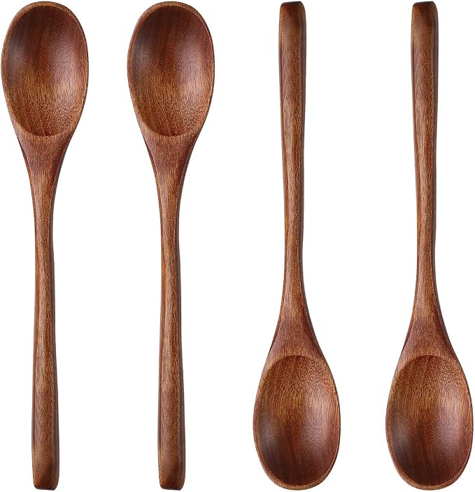 Long Handle Wooden Spoon For Mixing Coffee Tea Jam and Bath Salt In Kitchen, Environmentally Friendly Table Spoon, 8.6 Inches, 8 Pieces…
