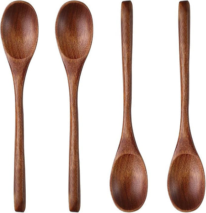 Long Handle Wooden Spoon For Mixing Coffee Tea Jam and Bath Salt In Kitchen, Environmentally Friendly Table Spoon, 8.6 Inches, 8 Pieces…