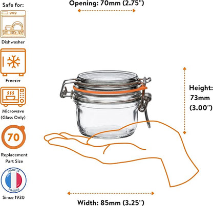 Le Parfait Super Terrine 125mL (4oz) Zero Waste Eco-Friendly Glass Storage Jars with Lids, Airtight, Oven & Freezer Safe, BPA-Free, Food Storage & Preserving, Made in France, 6PK
