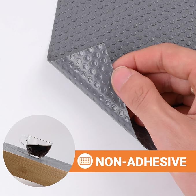 FLPMIX Shelf Liners for Kitchen Cabinets: Dark Grey Waterproof Bathroom Drawer Paper 10" x 396" - Easy to Cut Non-Adhesive Small Kitchen Cupboard Mat for Pantry Shelves