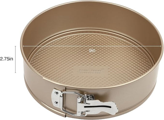David Burke 9" Springform Pan – Carbon Steel Cheesecake Mold with Removable Bottom, Oven Safe, PFTE & PFOA Free – Bronze