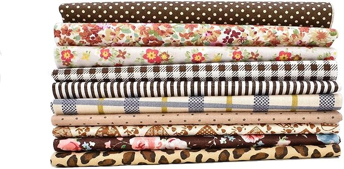 10pcs 12 x 12 inches (30cmx30cm) Print Coffee Series Fabric Bundle Squares Patchwork DIY Sewing Scrapbooking Quilting Pattern Artcraft