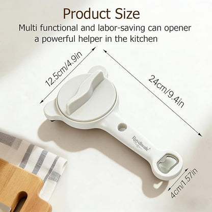 4-in-1 Jar Opener, Adjustable Jar Opener for Seniors, Kitchen Tool Designed Specifically for Seniors and Those with Limited Physical Strength, Suitable For Beer, Salad Dressing, Jar(White)