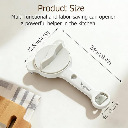 4-in-1 Jar Opener, Adjustable Jar Opener for Seniors, Kitchen Tool Designed Specifically for Seniors and Those with Limited Physical Strength, Suitable For Beer, Salad Dressing, Jar(White)
