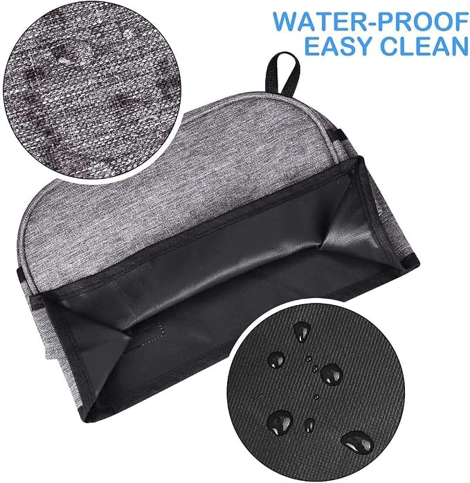Toaster Cover 4 Slice with Storage Pockets, Toaster Dust Cover, Washable & Waterproof (Grey)