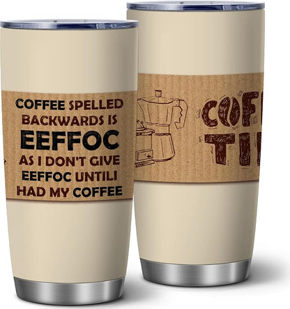ATHAND Funny Tumbler,Eeffoc Is Coffee Spelled Backwards,20 Oz Insulated Stainless Steel Tumbler with Lid,Sarcastic Coffee Mugs,Novelty Gifts for Women, Men,1 Pcs