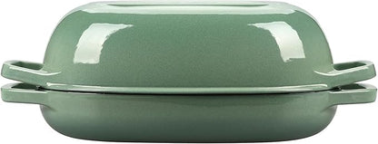 EDGING CASTING Enameled Cast Iron Oval Dutch Oven Pot with Lid, Dutch Oven for Sourdough Bread Baking, Bread Oven, Bread Dutch Oven, Oval Bread Pan, 5qt, Sage Green