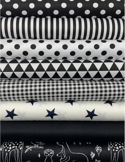 aufodata 8 Pieces 19.6" x 19.6" (50cm x 50cm) Cotton Fabric Squares Quilting Patchwork Floral Pattern Precut Fabric for DIY Quilting Sewing Crafting Artcraft (Black)