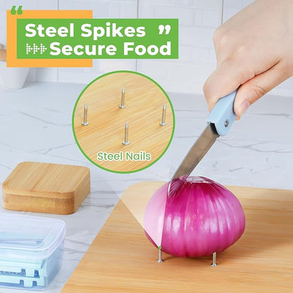 Adaptive One Handed Cutting Board, Handicap Kitchen Tools with Steel Spikes, Adaptive Equipment for Elderly, Stroke Patient, One-handed Person, Disabled and Amputees