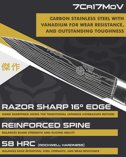 KESSAKU Paring Knife - 3.5 inch - Samurai Series - Razor Sharp Kitchen Knife - Forged 7Cr17MoV High Carbon Stainless Steel - Wood Handle with Blade Guard